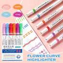6X Heart Flower Dot Line Shaped Highlighter Pen Color Roller Tip Curve Liner`