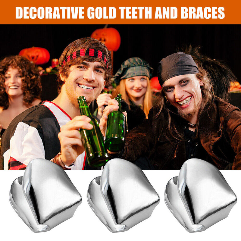 #A 3pcs Single Tooth Grillz Food Grade Teeth Caps Tooth Clips for Halloween Cosp
