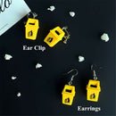 Creative Stud Earrings Fashion Drop Earrings Yellow Trash Can Earrings Dangle