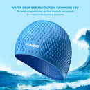 Waterproof Swimming Caps Women Men Silicone Ear Protection Swim Hat (Blue) Newly