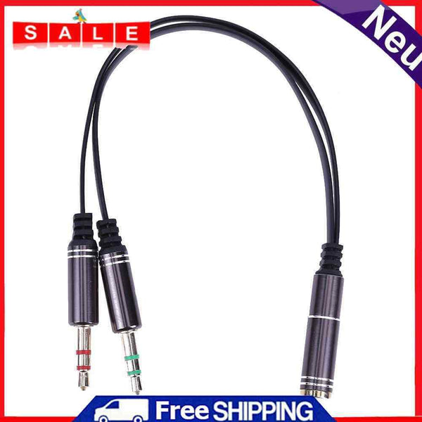 Audio Cable Adapter 3.5mm Stereo Audio Y Splitter 1 Jack Female, 2 Male f