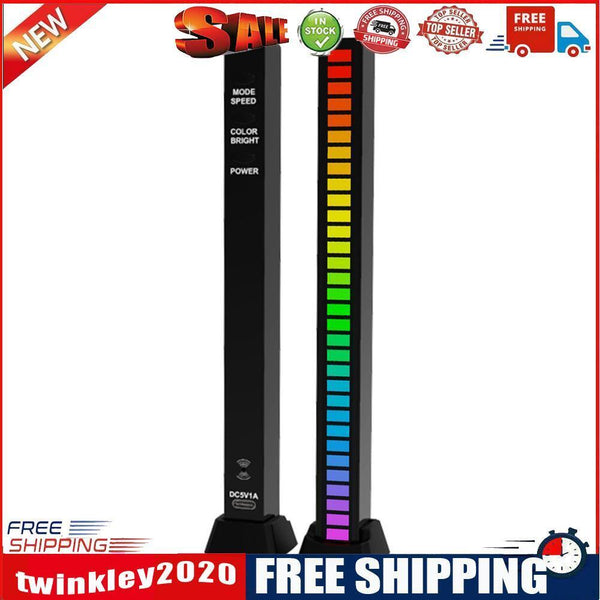USB 5V APP Sound Control Colorful Light RGB 32 LED Pickup Lamp Bar (Black)