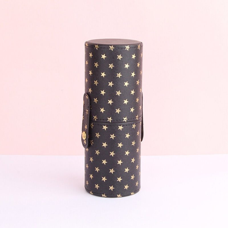 PU Leather Stars Printing Cosmetic Storage Cup Makeup Brushes Cylindrical Case