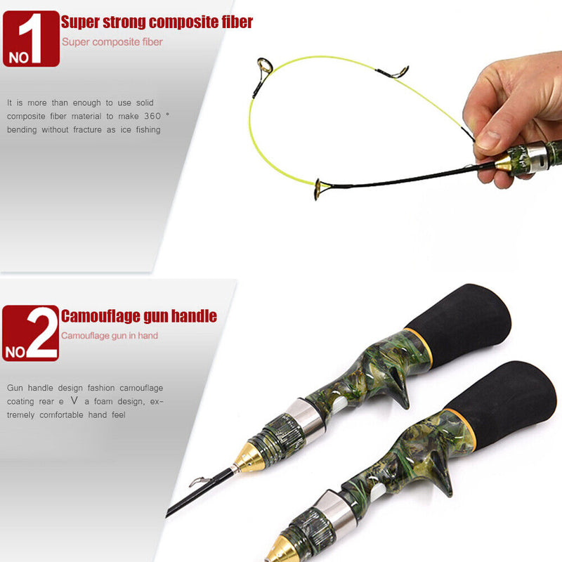 LEO Telescopic Fishing Rod Baitcasting Ice Fishing Travel Sea Pole (50cm) Newly