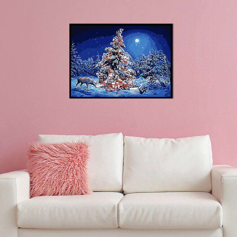Acrylic Painting By Numbers DIY Christmas Tree Drawing Hand Painted Wall Picture