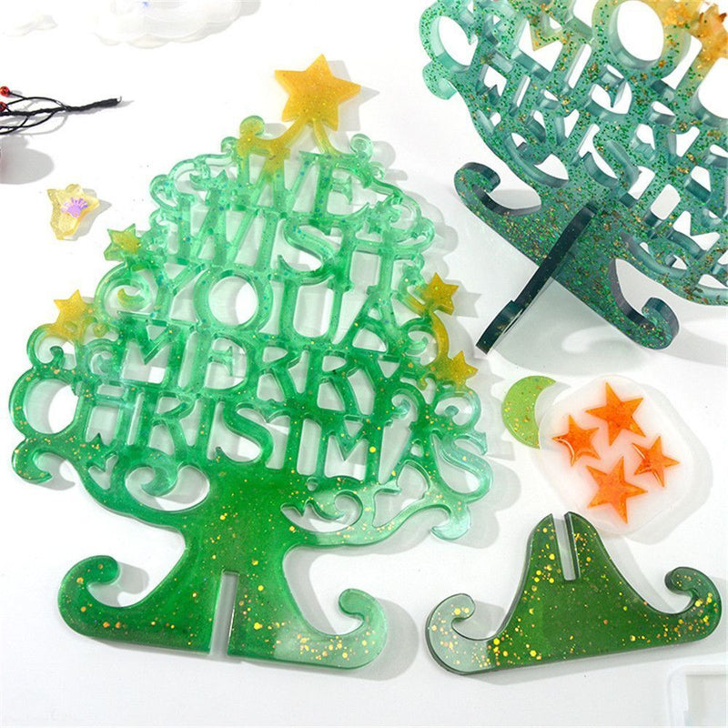 Epoxy Transparent Xmas Tree Silicone  Mould Christmas Mold Merry Christmas