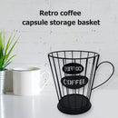 Coffee Cup Shape Retro Coffee Capsule Storage Basket for Home Cafe (Black) Newly