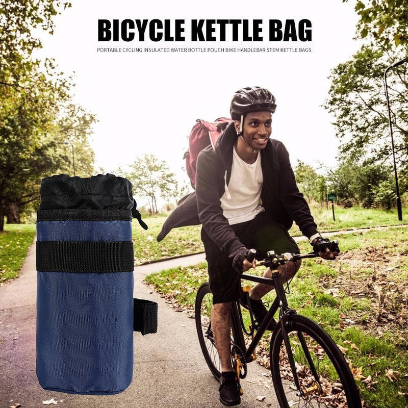 Bike Handlebar Stem Kettle Bag Cycling Insulated Water Bottle Pouch (Blue) Newly
