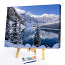 Mountain Lake Frameless Oil Paint by Numbers Kit Handpainted Canvas Picture