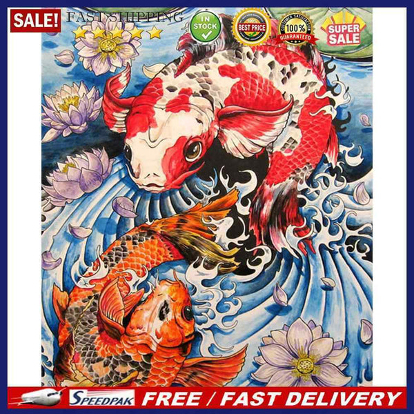 Carp Oil Paint By Numbers Kit DIY Acrylic Painting on Canvas Frameless Drawin