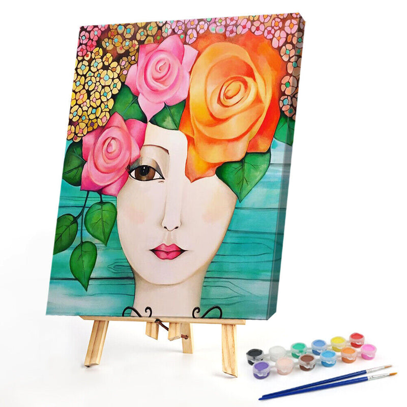 Flower Beauty Oil Paint By Numbers DIY Coloring Picture Kits for Adults Children