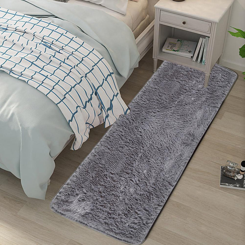 3pcs Fluffy Rugs Anti Slip Doormat Carpet Floor Mat(Grey)