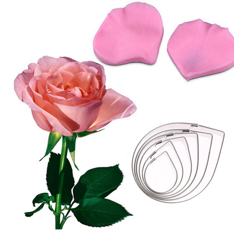 Stainless Steel Fondant Rose Flower Petal Sepal Leaf Cake Mold Cookie Tool