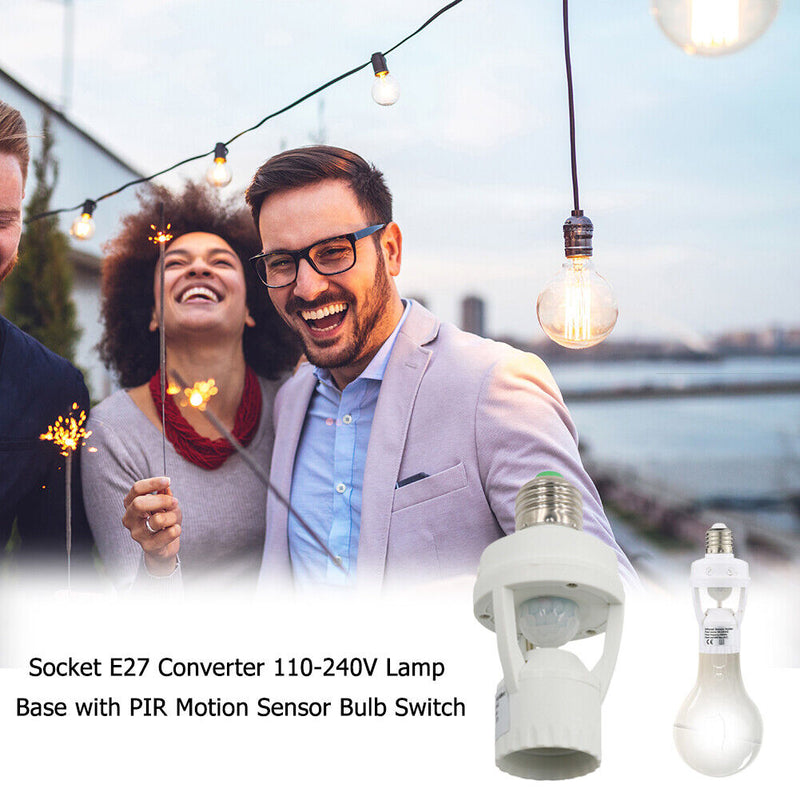 110-240V Socket E27 Converter Lamp Base Light Bulb Switch with PIR Motion Sensor