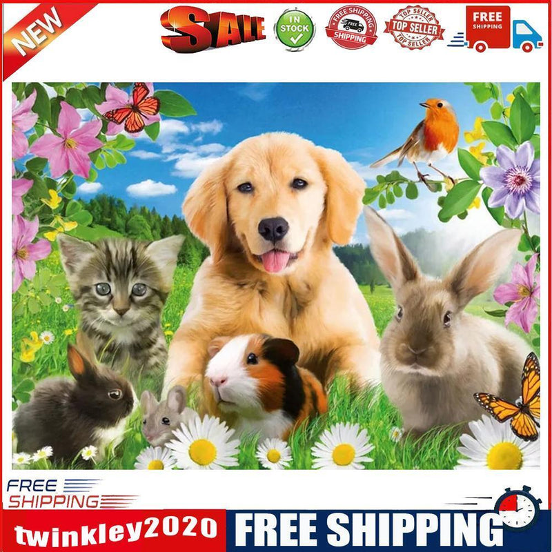 5D DIY Full Drill Diamond Painting Cute Animals Cross Stitch Embroidery Kit
