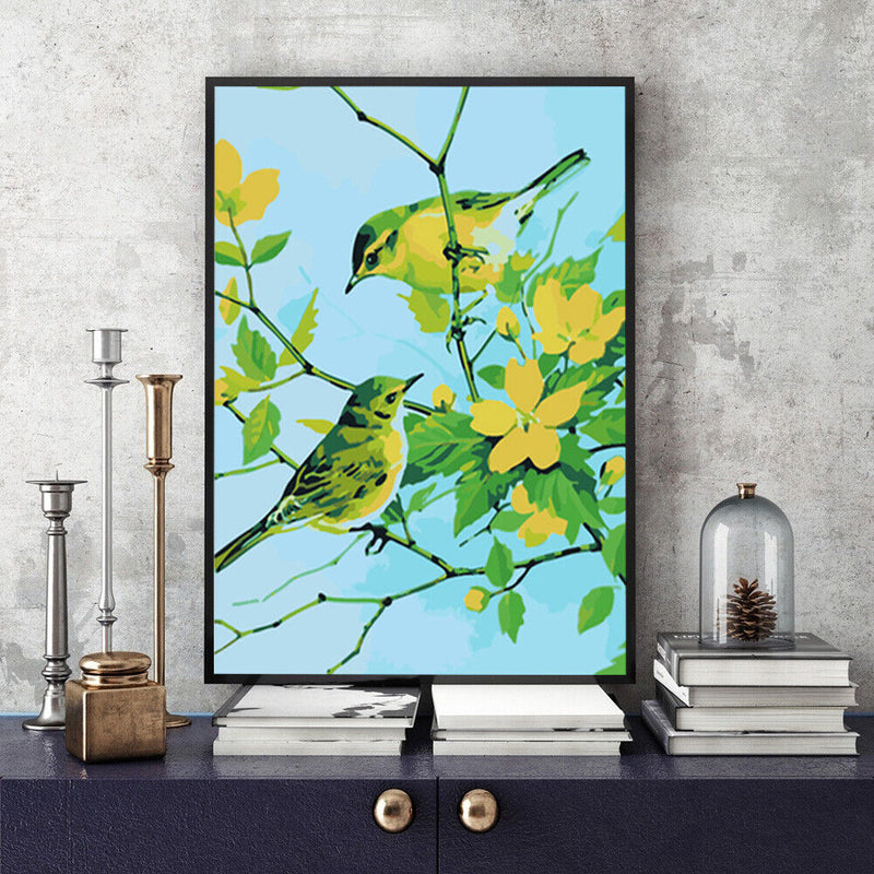 DIY Digital Oil Painting By Numbers Birds on Branch Canvas Acrylic Picture
