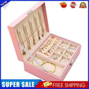 Jewelry Velvet Box with Lock Travel Earring Organizer Storage Case (Pink)