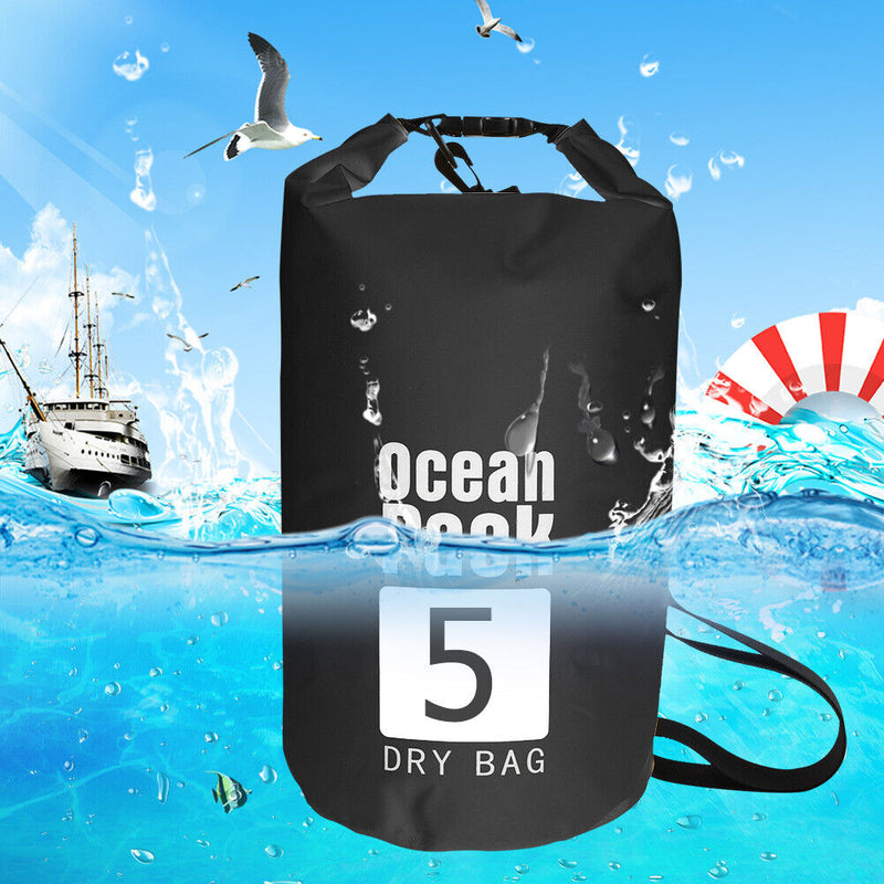 Waterproof Dry Bag Pack Sack Swimming Kayaking River Trekking (5L Black) Newly