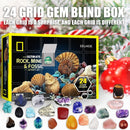 Christmas Advent Calendar Gift Fossil Stone Set Early Education Mineral Boxs