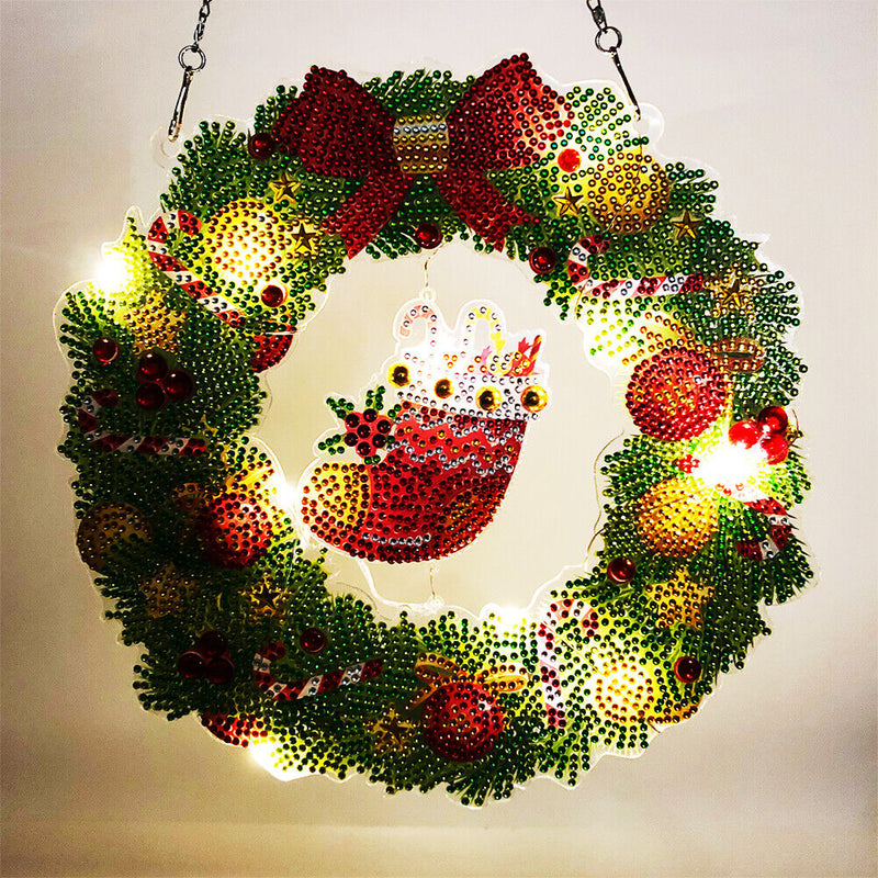 5D Diamond Painting Mosaic Drawing Home Door Wreath Decor Party Garland Gif
