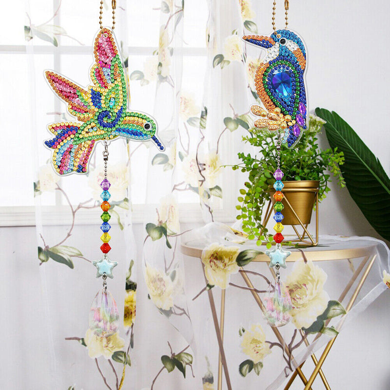 2pcs 5D Diamond Painting Bird Pendant Bag Keychain Jewelry Gifts (SMDZ202)