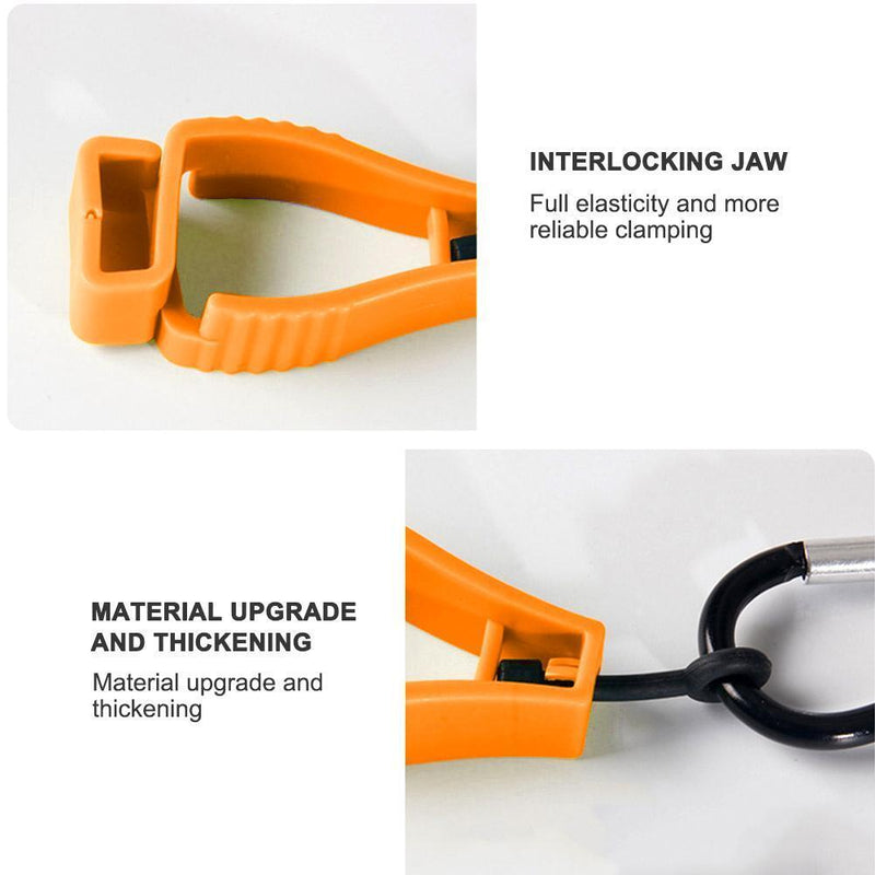 6pcs Glove Grabber Clamp Catcher Safety Working Clip Holder Hanger (Orange)