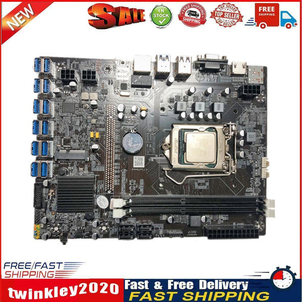 B75 USB-BTC Mining Motherboard 12USB to PCI-E 16X Graphics Cards Slots Newly