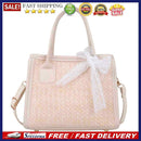 Straw Woven Shoulder Bag Summer Beach Lace Splicing Women Shopping Beach Purse