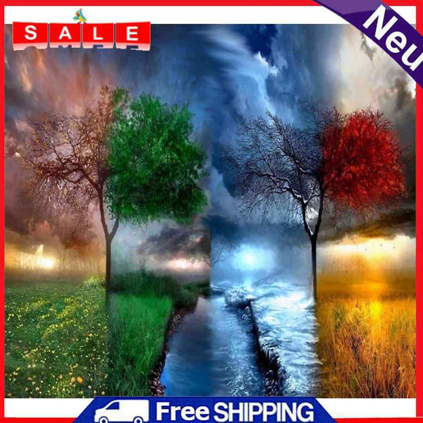 Coloring By Number Four Seasons Oil Painting for Wall Art Digital Coding Kit