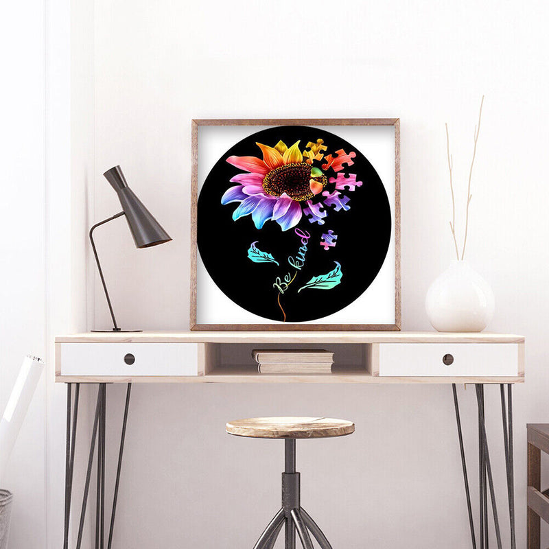 DIY Round Drill Diamond Painting Sunflower 5D Rhinestone Mosaic for Wall Gift