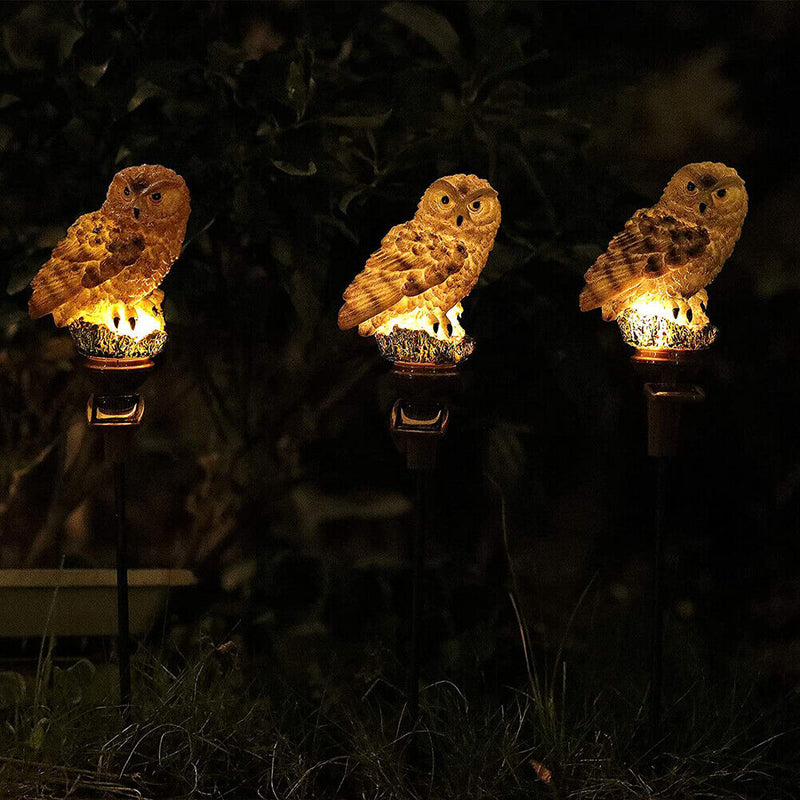 LED Solar Lights Owl Lawn Stakes Lamp Yard Art Home Garden Decor (Brown) Newly