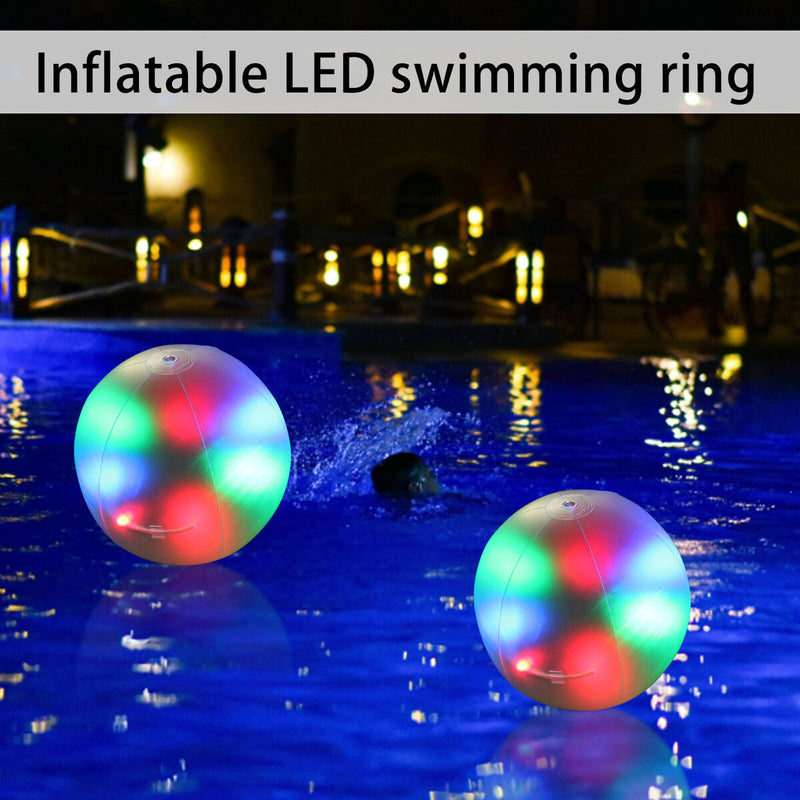 #A Inflatable Pool Float - LED Swimming Ring Glow in The Dark Luminous Pool Floa