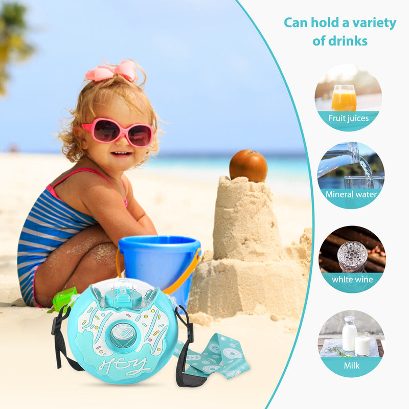 #A Donut Water Bottle Reusable Toddler Drink Bottle for Outdoor Sports Travel