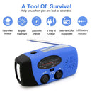 2000mAh Portable Hand Crank FM AM WB NOAA Radio Solar Radio Torch (Blue) Newly