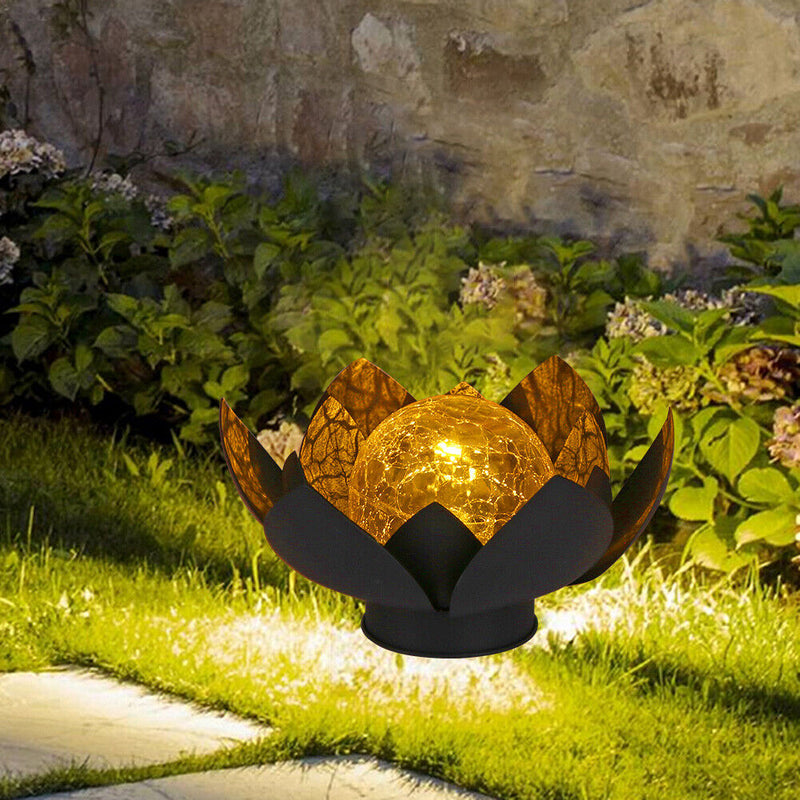 Solar Lawn Lamps Cracked Glass Ball Lotus Light Home Garden Decoration Lights