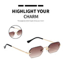 Women Sunglasses Fashion Girl Rectangular Sunscreen Goggles (Gradually Tea)