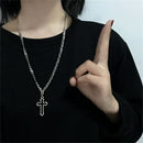 Jewelry PadLock Pendant Necklace Long Chain Hollow Cross Pendant Punk Choker