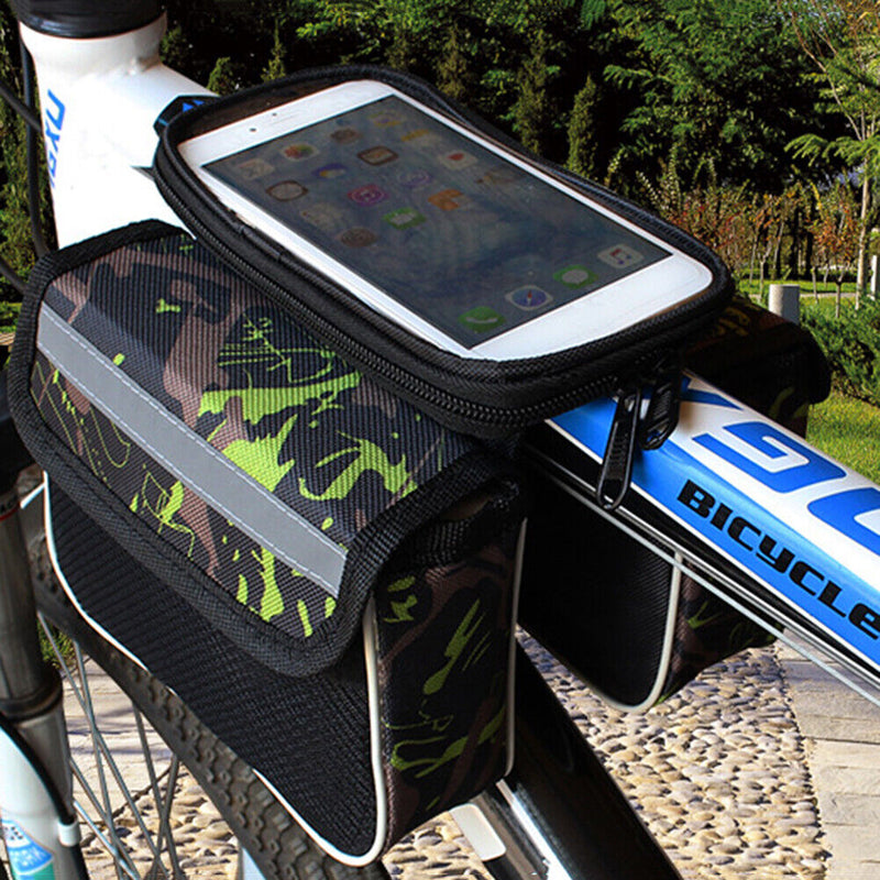 Bike Touch Screen Phone Bag Bicycle Top Tube Bag Riding Equipment (Green) Newly