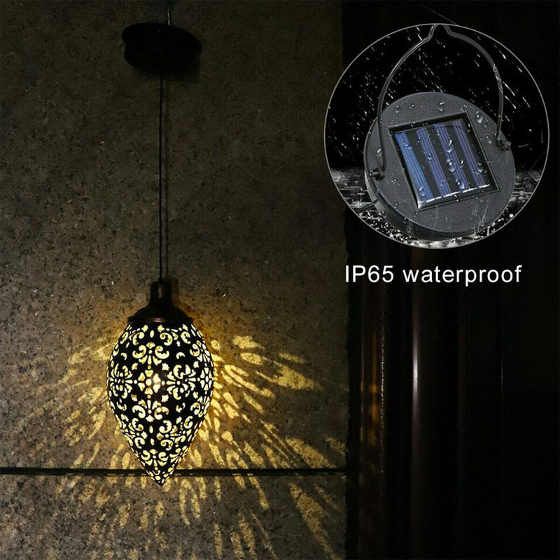 Solar Hanging Lights, Olive Shaped, Waterproof, Garden Metal Art LED Lamp Newly