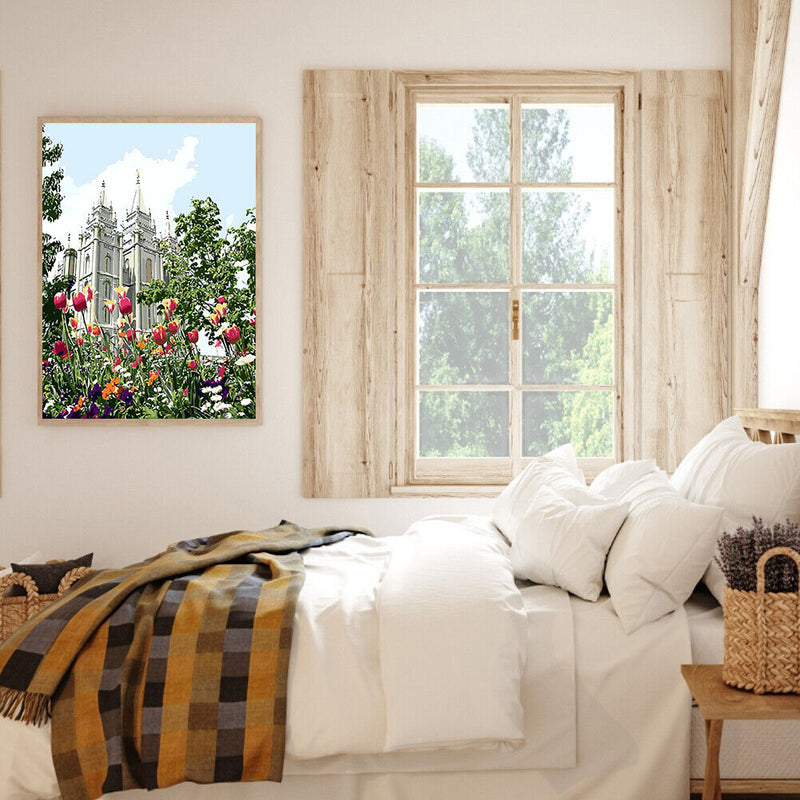 Garden Castle Oil Paint By Numbers DIY Handpainted on Canvas Wall Art Picture