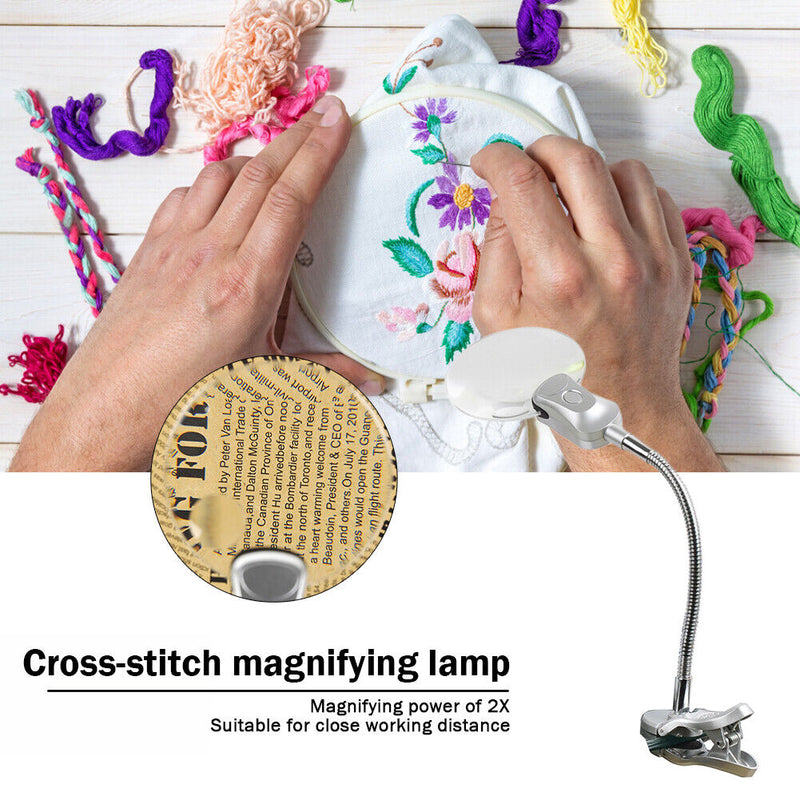 Magnifying Glass Desk Lamp with Clamp for Diamond Painting Cross Stitches