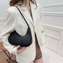 Women Solid Color Nylon Tote Bag Crescent Zipper Top-handle Bag (Black)