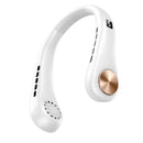 USB 3000mAh LED Digital Display Hanging Neck Fan Summer Air Cooling (White)
