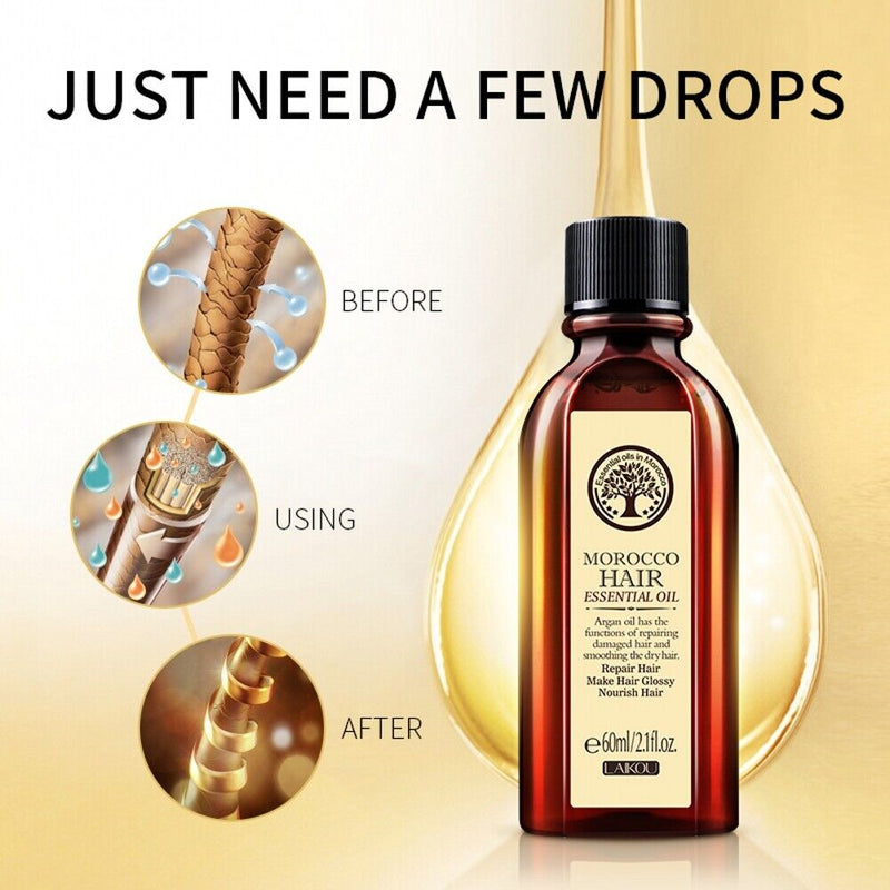 60ML Hair Care Moroccan Pure Argan Oil Hair Essential Oil for Dry Hair Types
