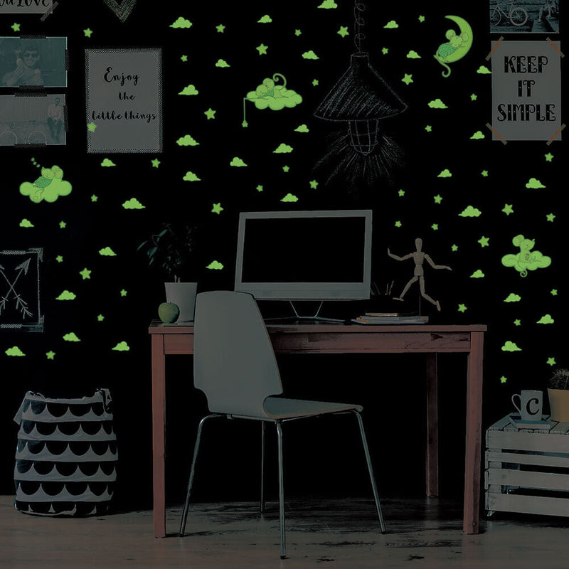 3pcs/set Waterproof Room Decals Luminous Removable Star Animal Wall Art Stickers