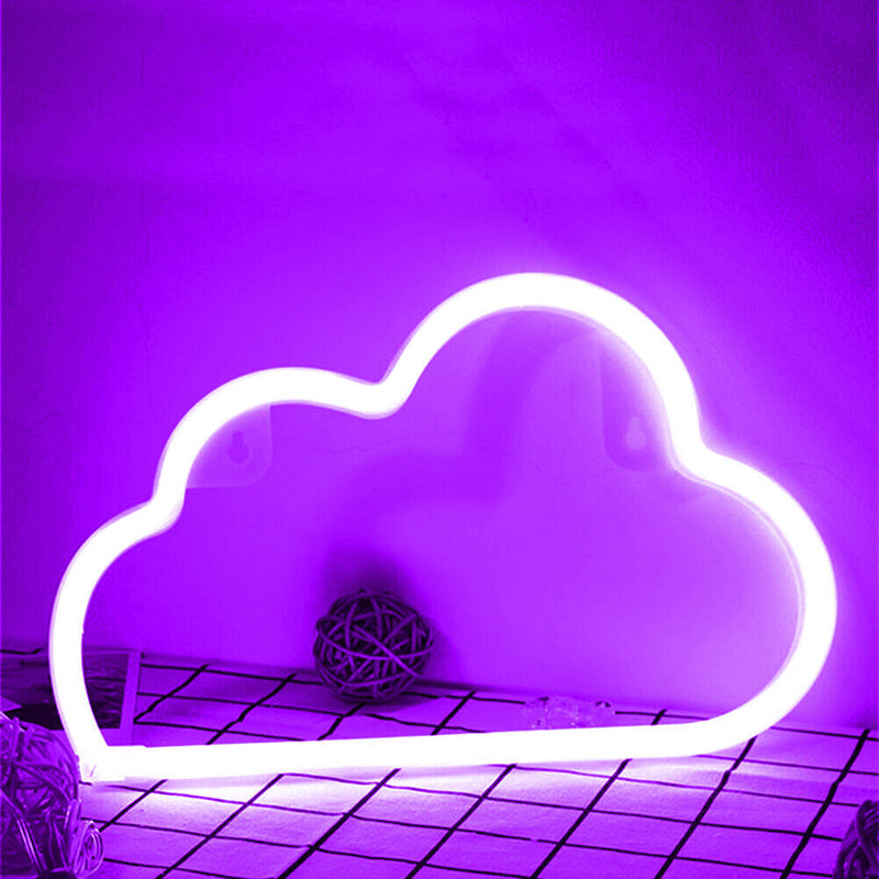 Cartoon Cloud Neon Light USB Battery Operated Art Hanging Lamp (Purple) Newly