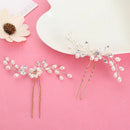Rhinestones Handmade Crystal Floral Shape Bride Headdress Hairpins Hair Fork