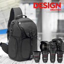 Waterproof Camera Storage Shoulder Crossbody Bag Carrying Backpack (Black)
