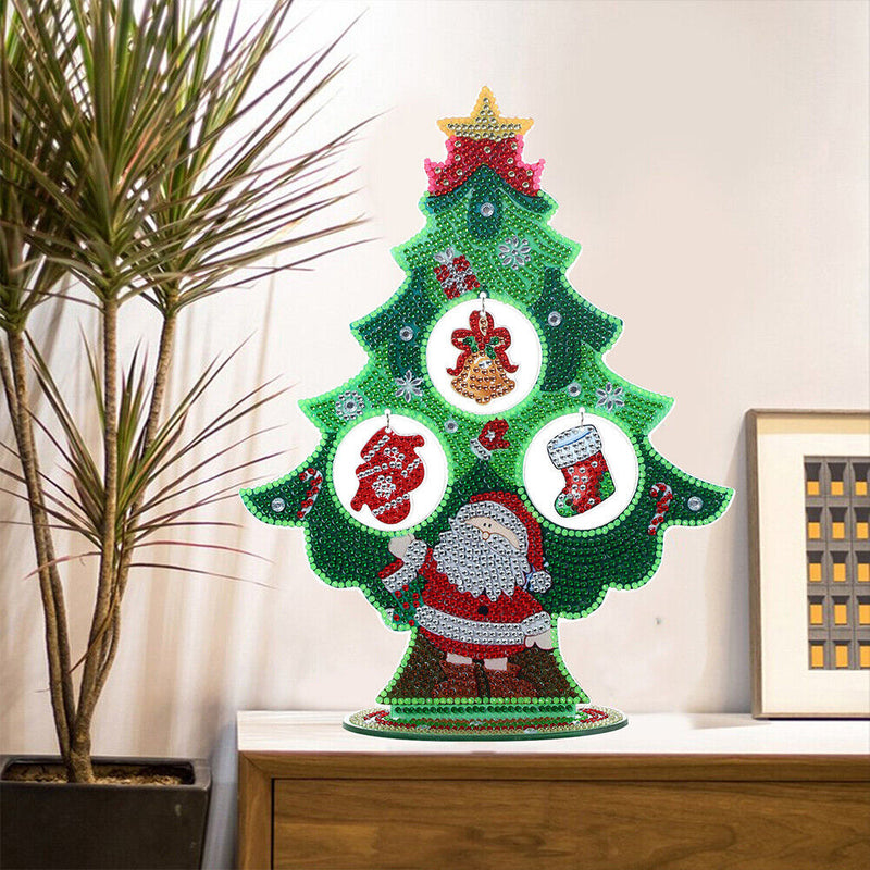 Christmas 5D DIY Luminous Diamond Xmas Tree Hanging Pendant Prop for Home Party