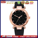 Women PU Leather Quartz Watches Luxury Starry Sky Crystal Round Dial for Ladies